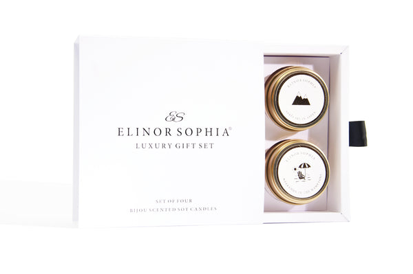 Elinor Sophia Luxury Gift Set | Set Of Four Bijou Scented Soy Candles | Copyright Elinor Sophia 2021