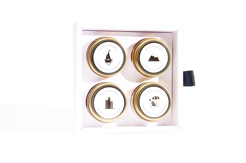 Elinor Sophia Luxury Gift Set | Set Of Four Bijou Scented Soy Candles | Copyright Elinor Sophia 2021
